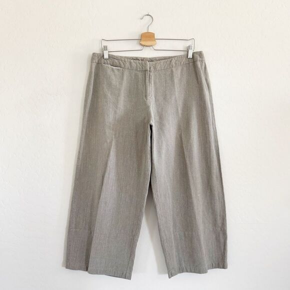 Eileen Fisher Organic Linen Wide Leg Crop Pant Size L - Picture 2 of 7